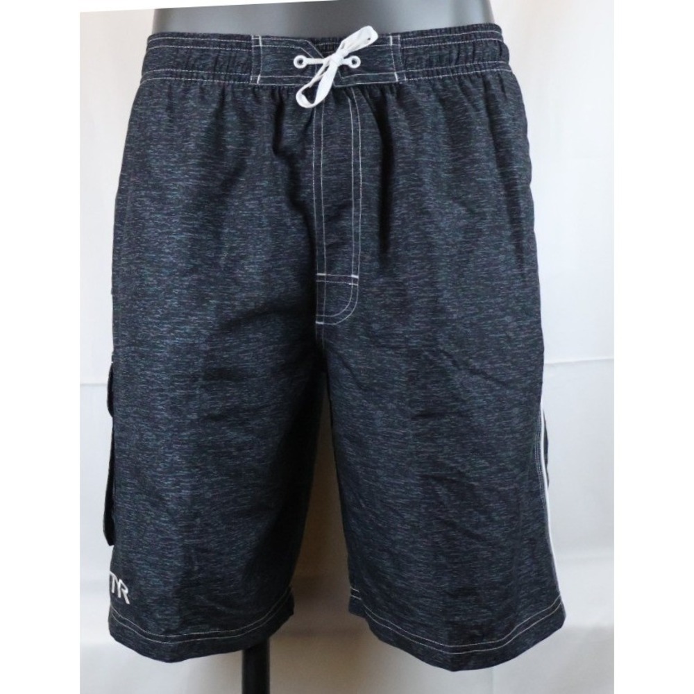 TYR Tahoe Challenger Swim Shorts Mens Small Black‎ Heather UPF 50+ NWT